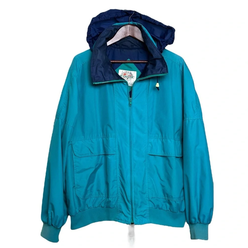 McGregor Vintage Windbreaker Jacket Men's Large 90s Teal High and Dry Athletic